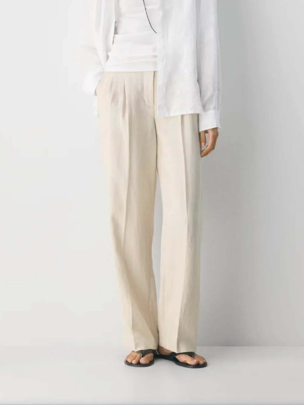 NWT Aritzia - Effortless Pant - Power Linen - Size 8 Cool Beige